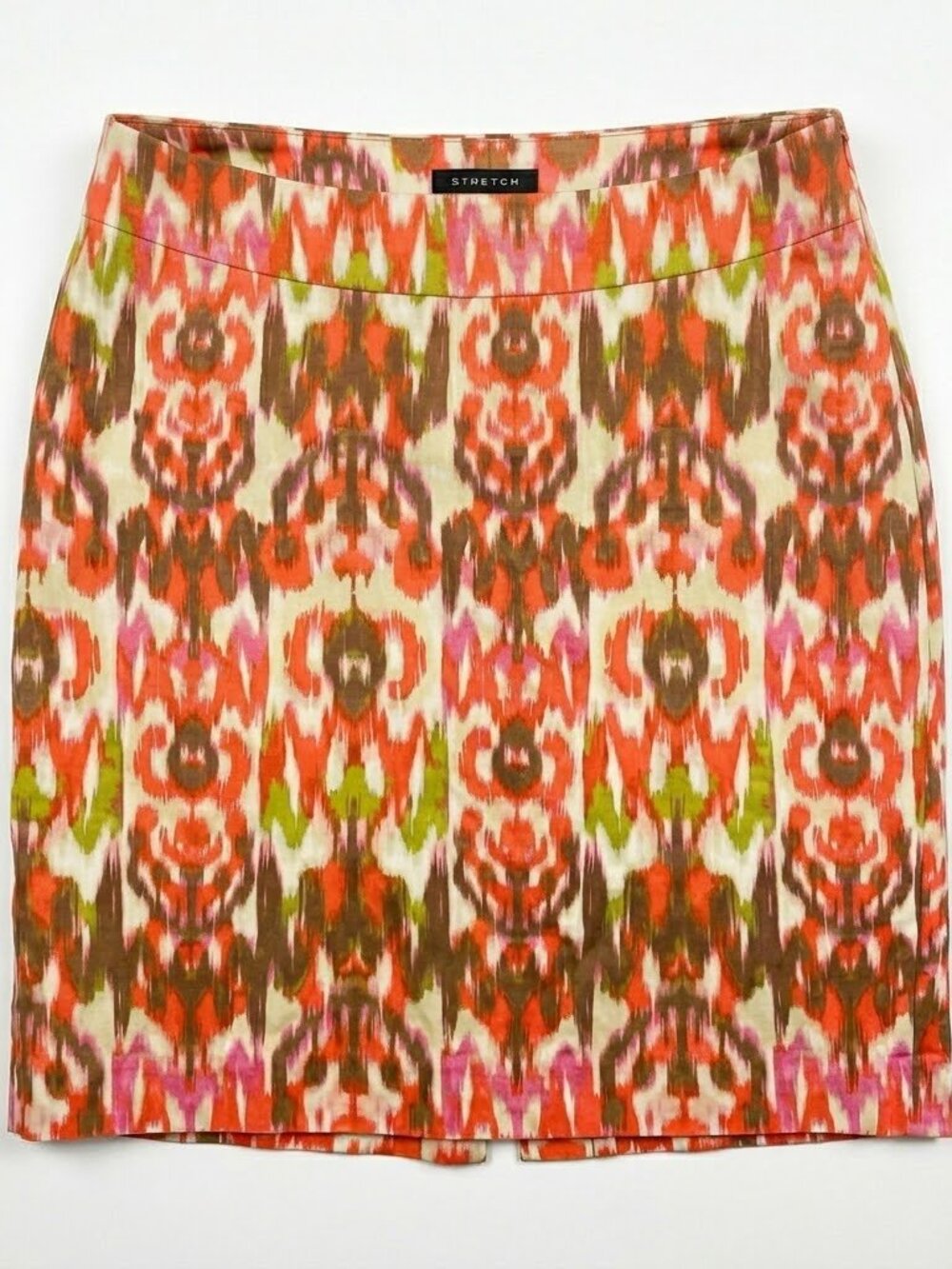 Jones New York Women’s Size 8 Pencil Skirt Vibrant Ikat Abstract Print STRETCH